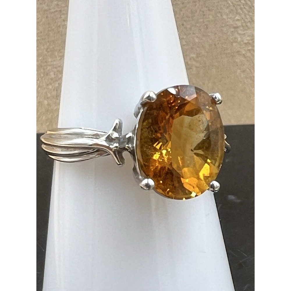 Citrine Gemstone Pendant and Ring 925 Sterling Silver 18" Chain Size 7 Ring - Picture 12 of 16